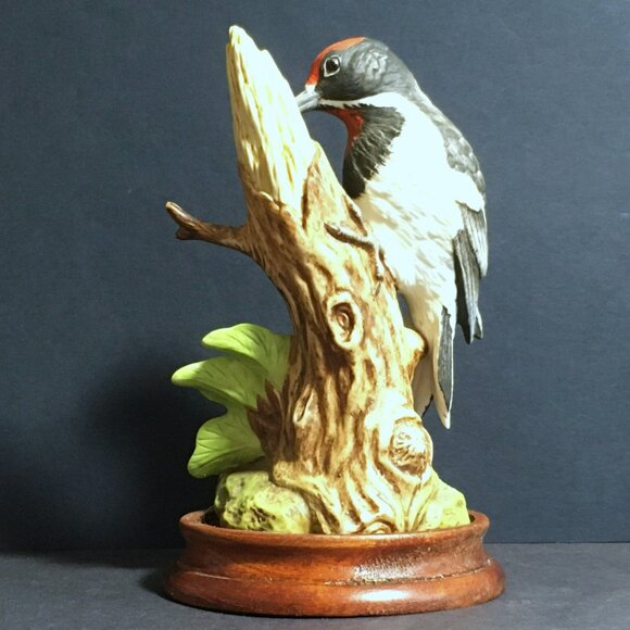 Andrea By Sadek Downy Woodpecker Porcelain with Removable Wooden Base  #9386 - Picture 9 of 14